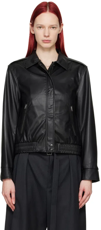 Shop Youth Black Zip Faux-leather Jacket