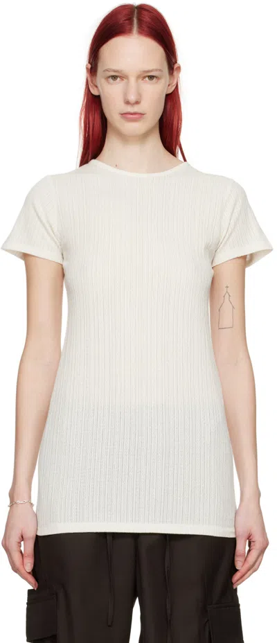 Shop Youth Off-white Long-line T-shirt In Ivory