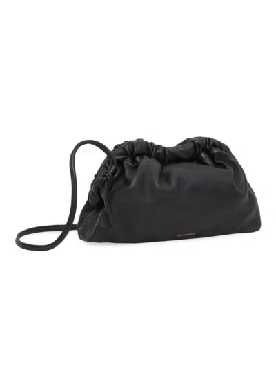 Shop Mansur Gavriel Women's Mini Cloud Raffia & Leather Clutch In Black