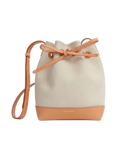 Shop Mansur Gavriel Women's Mini Canvas & Leather Bucket Bag In Natural