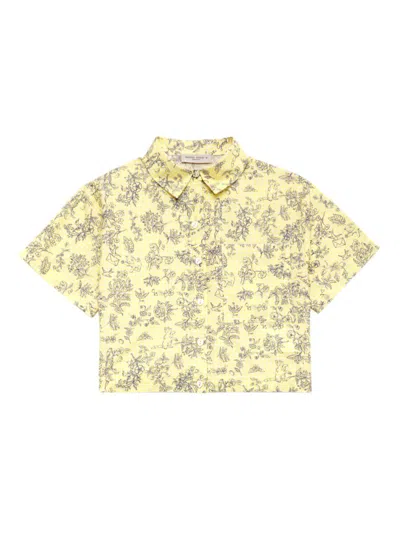 Shop Golden Goose Little Girl's & Girl's Journey Floral Cropped Cotton Shirt In Lemonade  Eclipse