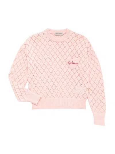 Shop Golden Goose Little Girl's & Girl's Journey Diamond Point Cotton Sweater In Blossom