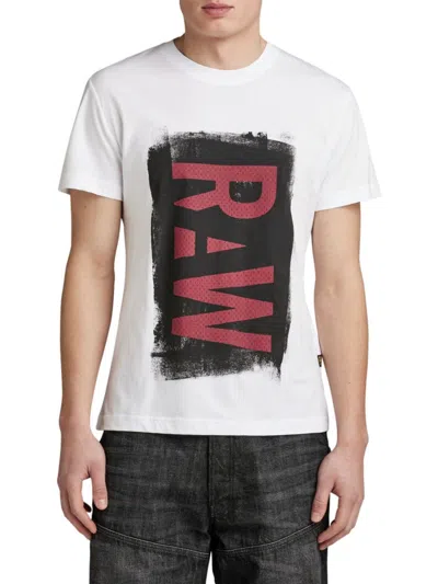 Shop G-star Raw Men's Painted Raw Logo T-shirt In White