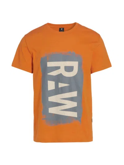Shop G-star Raw Men's Painted Raw Logo T-shirt In Amber