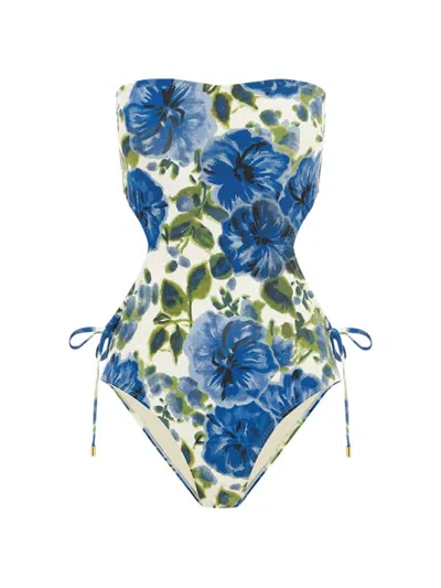 Shop Peony Women's Floral Cut-out One-piece Swimsuit In Marseille