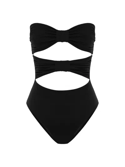 Shop Peony Women's Holiday Ruched One-piece Swimsuit In Noir