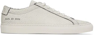 Shop Common Projects Off-white & Black Cracked Achilles Sneakers In 0506 White