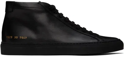 Shop Common Projects Black Achilles Mid Sneakers In 7547 Black *