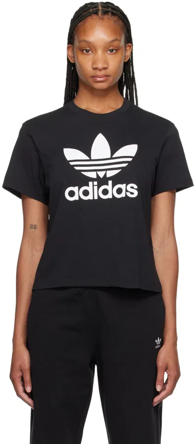 Shop Adidas Originals Black Adicolor Trefoil T-shirt