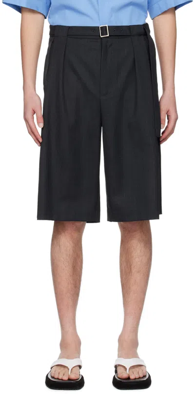 Shop Youth Gray Belted Shorts In Charcoal Grey
