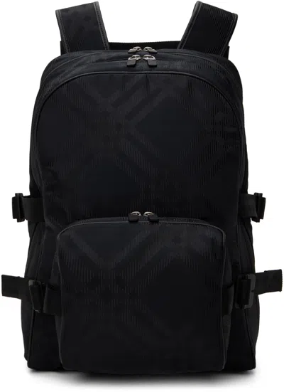 Shop Burberry Black Check Jacquard Backpack