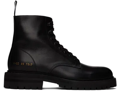 Shop Common Projects Black Combat Boots In 7547 Black