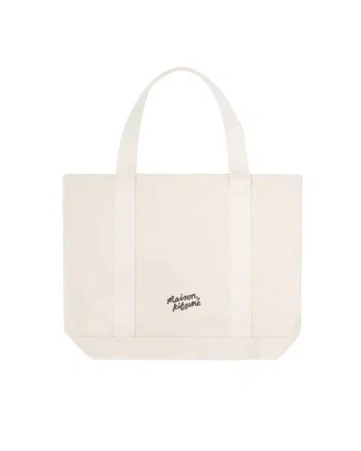Shop Maison Kitsuné Shoulder Bag In Ecru