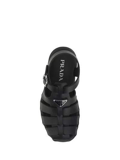 Shop Prada Sandals In Nero