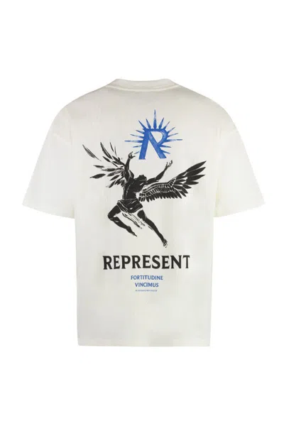 Shop Represent Icarus Cotton T-shirt In Ivory