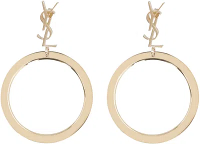 Shop Saint Laurent Cassandre Logo Hoop Earrings In Gold