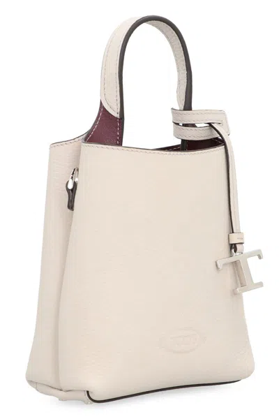 Shop Tod's Leather Micro Crossbody Bag In Grey