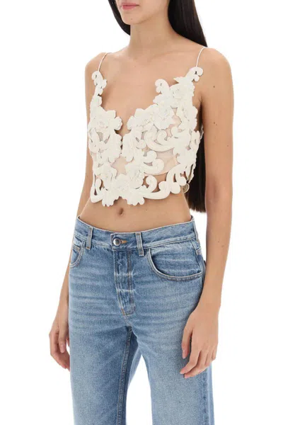 Shop Zimmermann Sensory Crooped Top In Guipure Lace In White