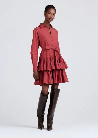 Shop Derek Lam Sterling Long Sleeve Pleated Mini Dress