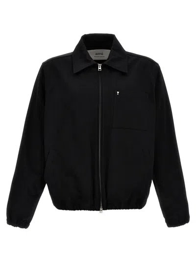 Shop Ami Alexandre Mattiussi Ami De Coeur Casual Jackets, Parka In Black