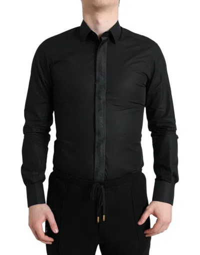 Shop Dolce & Gabbana Elegant Black Slim Fit Dress Men's Shirt