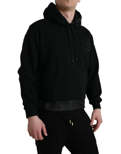 Shop Dolce & Gabbana Elegant Black Hooded Pullover Men's Sweater