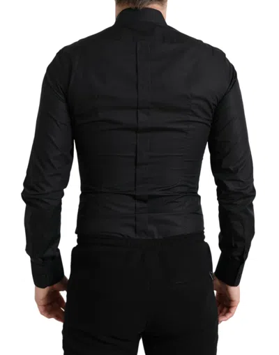 Shop Dolce & Gabbana Elegant Black Slim Fit Dress Men's Shirt
