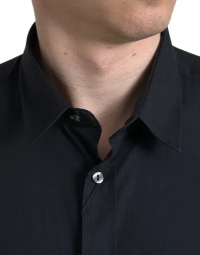 Shop Dolce & Gabbana Exquisite Slim Fit Italian Dress Men's Shirt In Black