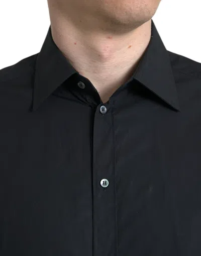 Shop Dolce & Gabbana Sleek Black Slim Fit Italian Dress Men's Shirt