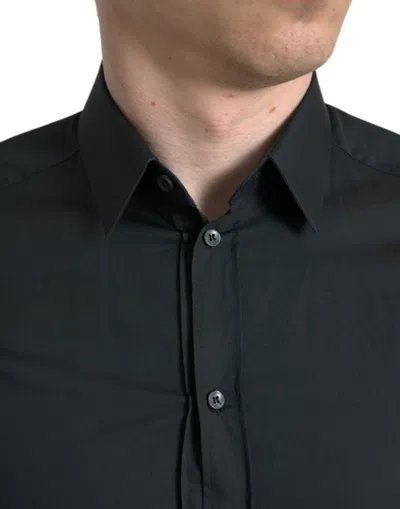 Shop Dolce & Gabbana Elegant Slim Black Silk Blend Dress Men's Shirt