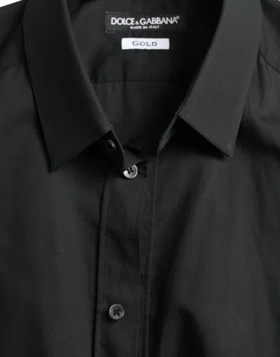 Shop Dolce & Gabbana Elegant Slim Black Silk Blend Dress Men's Shirt