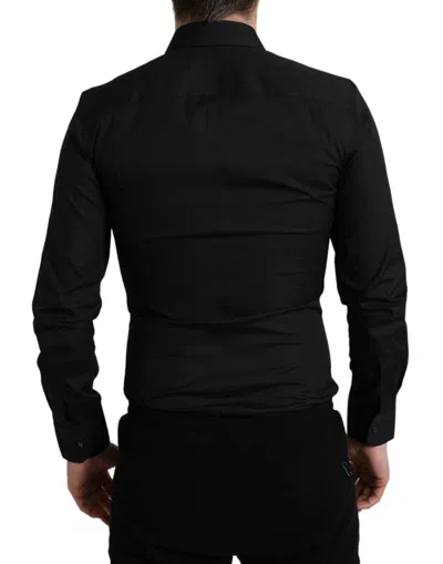 Shop Dolce & Gabbana Elegant Black Slim Fit Italian Dress Men's Shirt