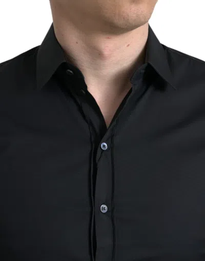 Shop Dolce & Gabbana Elegant Black Slim Fit Italian Dress Men's Shirt