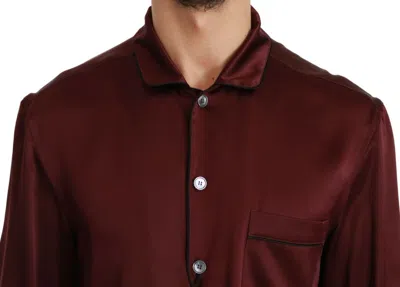 Shop Dolce & Gabbana Bordeaux Silk Pajama-inspired Men's Shirt
