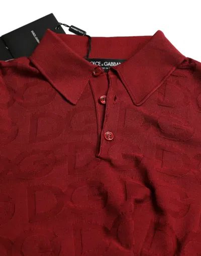 Shop Dolce & Gabbana Maroon Collared Short Sleeve Silk Men's T-shirt