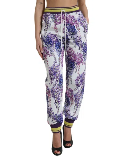 Shop Dolce & Gabbana Elegant Floral Jogger Pants For A Chic Women's Look In Multicolor