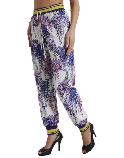 Shop Dolce & Gabbana Elegant Floral Jogger Pants For A Chic Women's Look In Multicolor