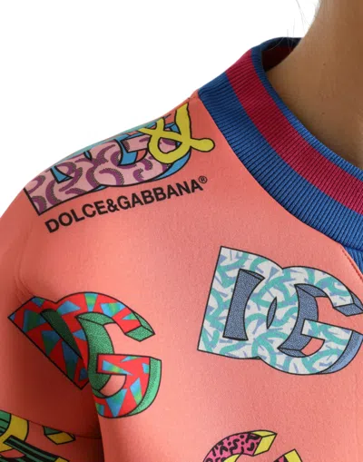 Shop Dolce & Gabbana Salmon Pink Logo Print Sweatshirt Women's Sweater