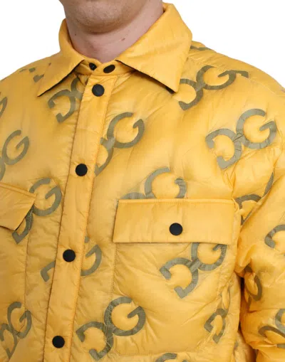 Shop Dolce & Gabbana Elegant Yellow Padded Blouson Men's Jacket