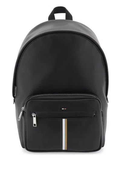 Shop Hugo Boss Boss Eco-leather Backpack In Black