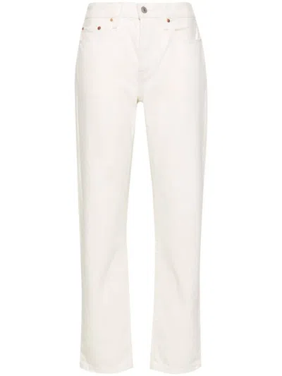 Shop Levi's High-waisted Cotton Crop 501 Jeans In White