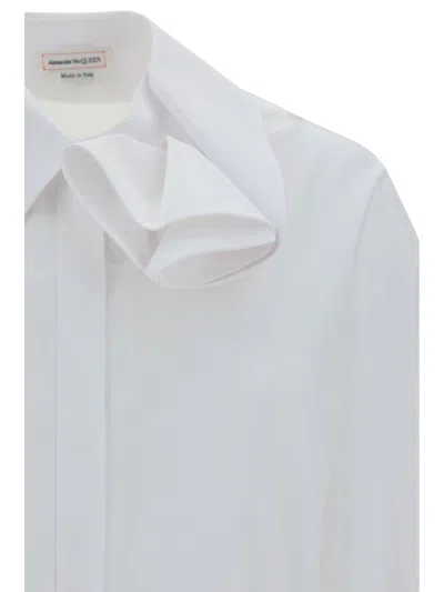 Shop Alexander Mcqueen Cotton Shirt With Frontal Rouches