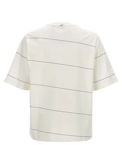 Shop Burberry Logo Embroidery Striped T-shirt White