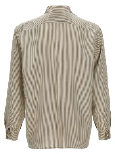 Shop Saint Laurent Striped Satin Shirt Shirt, Blouse White