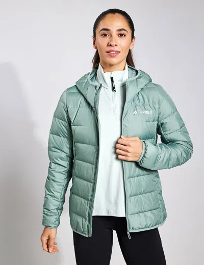 Shop Adidas Originals Adidas Terrex Multi Light Down Hooded Jacket In Green