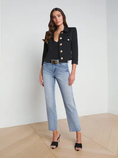 L'agence Kumi Cropped Fitted Jacket In Black