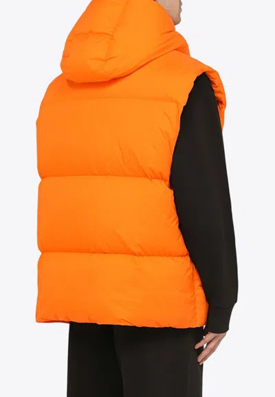 Shop Moncler X Roc Nation Apus Logo Patch Zip-up Vest In Orange