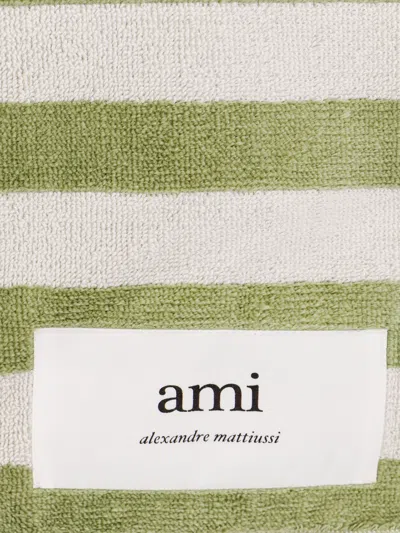 Shop Ami Alexandre Mattiussi Ami Paris Man Beach Towel Man Green Beach Towels