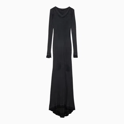 Shop Balenciaga Black Cotton Maxi Lingerie Dress Women