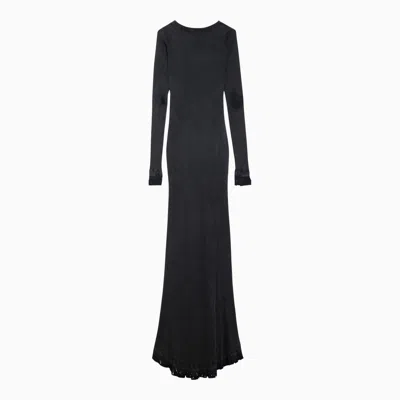 Shop Balenciaga Black Cotton Maxi Lingerie Dress Women